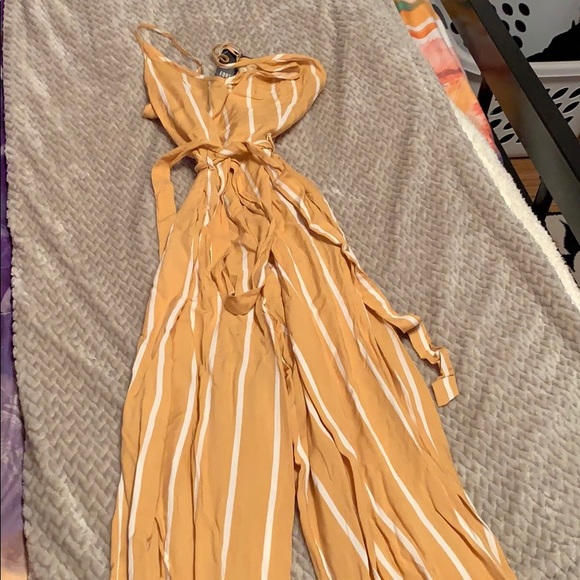 Forever 21 Pants - Yellow striped jumpsuit